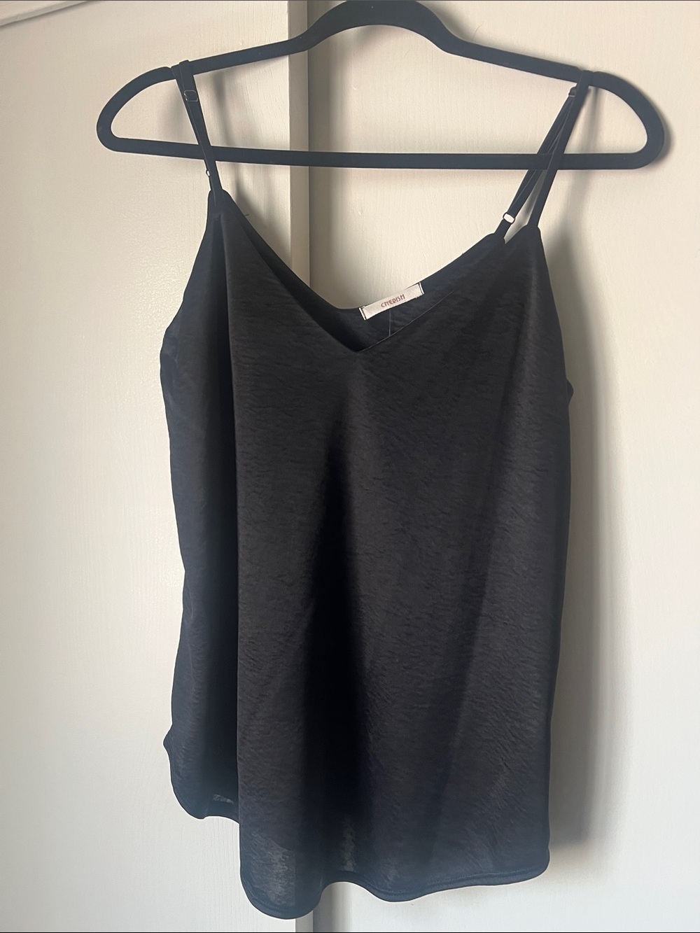 Cherish Black Satin V-Neck Camisole